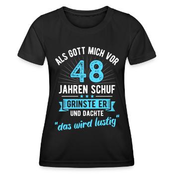 48. Geburtstag als Gott mich vor 48 Jahren schuf - Frauen Funktions-T-Shirt - Schwarz - Vorne - AI Model Female 172 light (172cm)