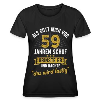 59. Geburtstag als Gott mich vor 59 Jahren schuf - Frauen Funktions-T-Shirt - Schwarz - Vorne - AI Model Female 172 light (172cm)