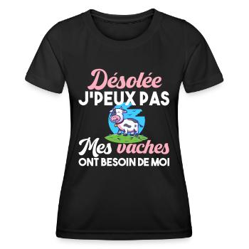 Vaches. Agriculture. Cadeau t-shirt humour animal - T-shirt sport Femme - noir - Devant - AI Model Female 172 light (172cm)