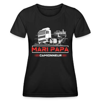 Mari papa camionneur légende pour maman - T-shirt sport Femme - noir - Devant - AI Model Female 172 light (172cm)