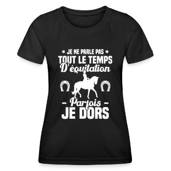 Je ne parle pas tout le temps d'équitation humour - T-shirt sport Femme - noir - Devant - AI Model Female 172 light (172cm)