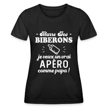 Marre des biberon je veux un vrai apéro comme papa - T-shirt sport Femme - noir - Devant - AI Model Female 172 light (172cm)