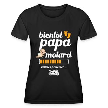 Bientôt papa motard - T-shirt sport Femme - noir - Devant - AI Model Female 172 light (172cm)