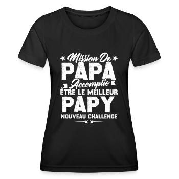 Mission papa accomplie être papy nouveau challenge - T-shirt sport Femme - noir - Devant - AI Model Female 172 light (172cm)
