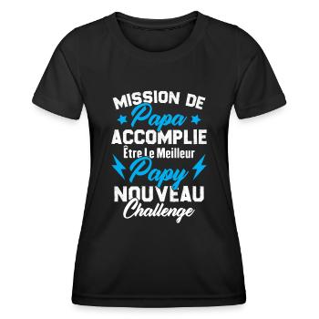 Mission papa accomplie être papy nouveau challenge - T-shirt sport Femme - noir - Devant - AI Model Female 172 light (172cm)