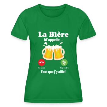 La Bière m'appelle - T-shirt sport Femme - vert - Devant - AI Model Female 172 dark (172cm)