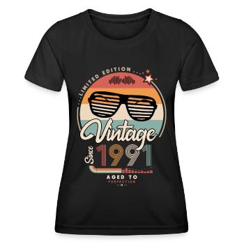 Vintage since 1991 - T-shirt sport Femme - noir - Devant - AI Model Female 172 light (172cm)