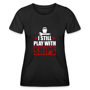 Drôle de mécanicien de bateau t-shirt & idée cadeau - T-shirt sport Femme - noir - Devant - AI Model Female 172 light (172cm)