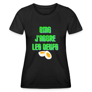 OMG j'adore les oeufs - T-shirt sport Femme - noir - Devant - AI Model Female 172 light (172cm)