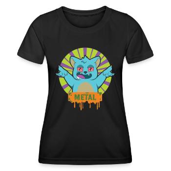 METAL Rock Music Cat - Women's Functional T-Shirt - black - Front - AI Model Female 172 light (172cm)