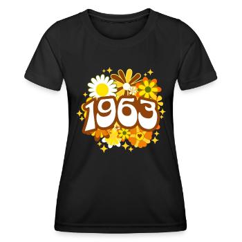 Fête Anniversaire Femme 1963 60 Ans Anniversaire - T-shirt sport Femme - noir - Devant - AI Model Female 172 light (172cm)