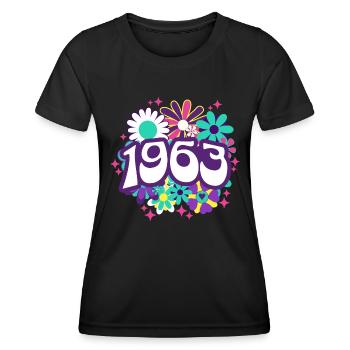 Fête Anniversaire Femme 1963 60 Ans Anniversaire - T-shirt sport Femme - noir - Devant - AI Model Female 172 light (172cm)