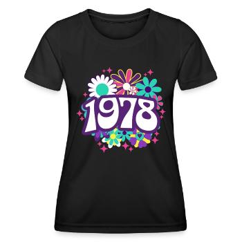 Fête Anniversaire Femme 1978 45 Ans Anniversaire - T-shirt sport Femme - noir - Devant - AI Model Female 172 light (172cm)