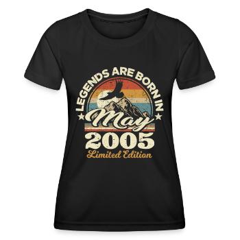 18 years old - legends are born in mai 2005 - Women's Functional T-Shirt - black - Front - AI Model Female 172 light (172cm)