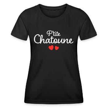 Femme Chatoune Humour Mot Affectueux Couple - T-shirt sport Femme - noir - Devant - AI Model Female 172 light (172cm)