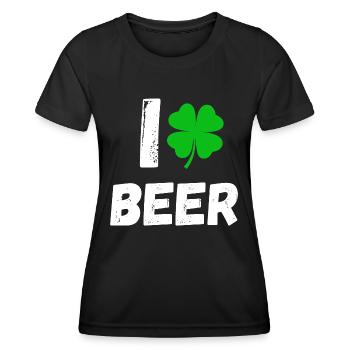Ich liebe Bier Irland Kleeblatt St. Patrick's Day - Frauen Funktions-T-Shirt - Schwarz - Vorne - AI Model Female 172 light (172cm)