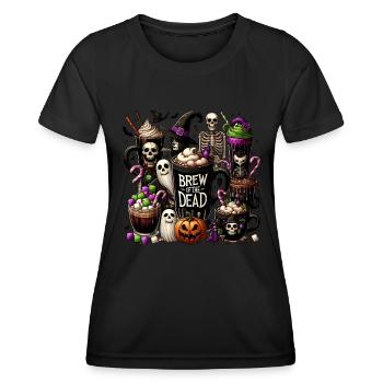 Halloween Coffee Drink Creepy Fun Coffee Mugs - Women's Functional T-Shirt - black - Front - AI Model Female 172 light (172cm)