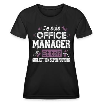 Office Manager Super Pouvoir Cadeau Humour - T-shirt sport Femme - noir - Devant - AI Model Female 172 light (172cm)
