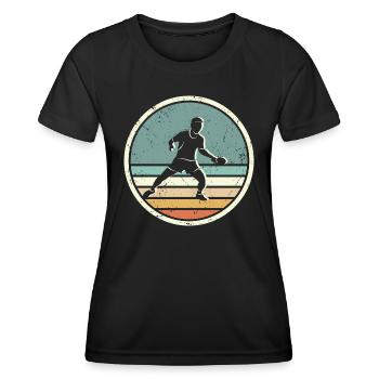 Tennis de Table Retro Ping Pong Joueur de Tennis de Table - T-shirt sport Femme - noir - Devant - AI Model Female 172 light (172cm)