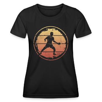 Tennis de Table Vintage Ping Pong Joueur de Tennis de Table - T-shirt sport Femme - noir - Devant - AI Model Female 172 light (172cm)