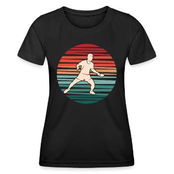 Ping Pong Tennis de Table Vintage Joueur de tennis de table - T-shirt sport Femme - noir - Devant - AI Model Female 172 light (172cm)