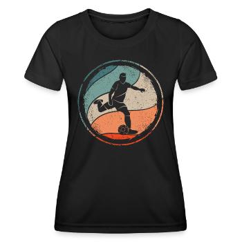 Fußballer Fußball Spieler Retro Fußballspieler - Frauen Funktions-T-Shirt - Schwarz - Vorne - AI Model Female 172 light (172cm)