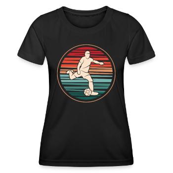 Fußball Spieler Retro Fußballspieler Fußballer - Frauen Funktions-T-Shirt - Schwarz - Vorne - AI Model Female 172 light (172cm)