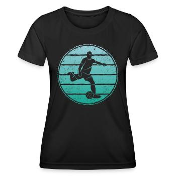Fußball Fußballspieler Vintage Fußballer - Frauen Funktions-T-Shirt - Schwarz - Vorne - AI Model Female 172 light (172cm)