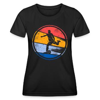 Fußballer Vintage Fußballspieler Fußball Spieler - Frauen Funktions-T-Shirt - Schwarz - Vorne - AI Model Female 172 light (172cm)