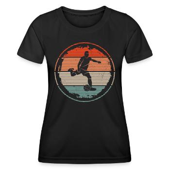 Fußballspieler Fußball Spieler Vintage Fußballer - Frauen Funktions-T-Shirt - Schwarz - Vorne - AI Model Female 172 light (172cm)