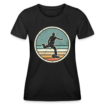 Fußballer Fußballtrainer Vintage Fußballspieler - Frauen Funktions-T-Shirt - Schwarz - Vorne - AI Model Female 172 light (172cm)