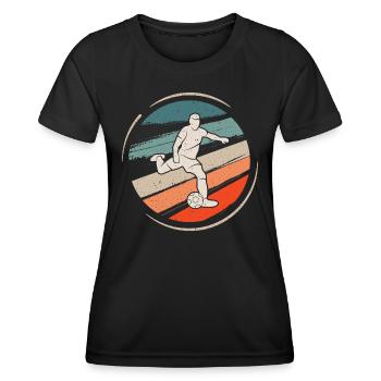 Fußballer Retro Fußball Spieler Fußballspieler - Frauen Funktions-T-Shirt - Schwarz - Vorne - AI Model Female 172 light (172cm)