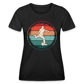 Fußballer Fußballtrainer Retro Fußballspieler - Frauen Funktions-T-Shirt - Schwarz - Vorne - AI Model Female 172 light (172cm)