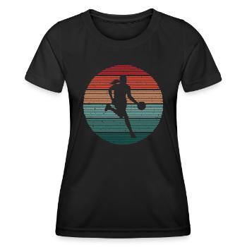 Basketballerin Vintage Mädchen Frauen Basketball - Frauen Funktions-T-Shirt - Schwarz - Vorne - AI Model Female 172 light (172cm)