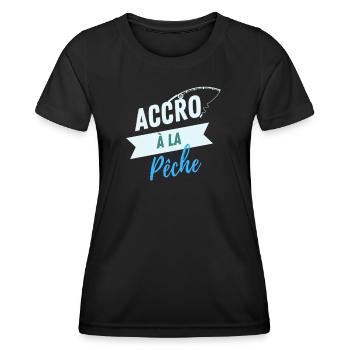 Accro à la pêche - T-shirt sport Femme - noir - Devant - AI Model Female 172 light (172cm)