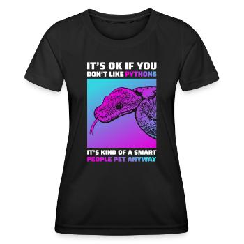 Lustiges Python Schlangen T-Shirt Reptil Geschenk - Frauen Funktions-T-Shirt - Schwarz - Vorne - AI Model Female 172 light (172cm)
