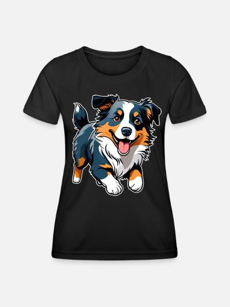 Niedlicher Border Collie Hund - Frauen Funktions-T-Shirt - Schwarz