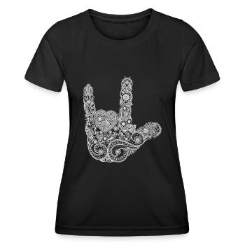 Mandalia - I Love You Main levée - T-shirt sport Femme - noir - Devant - AI Model Female 172 light (172cm)