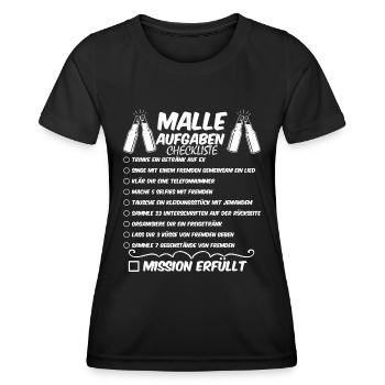 Malle Aufgaben Checkliste Malleurlaub Mallorca - Frauen Funktions-T-Shirt - Schwarz - Vorne - AI Model Female 172 light (172cm)