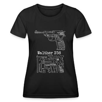 Antique Vintage WWII Walther P38 - Women's Functional T-Shirt - black - Front - AI Model Female 172 light (172cm)