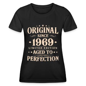 Cadeau d’anniversaire Vintage original 1969 - T-shirt sport Femme - noir - Devant - AI Model Female 172 light (172cm)