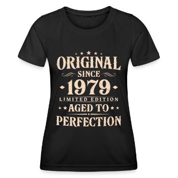 Cadeau d’anniversaire Vintage original 1979 - T-shirt sport Femme - noir - Devant - AI Model Female 172 light (172cm)