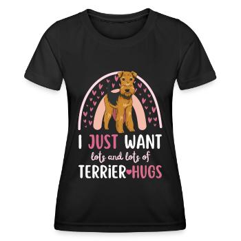 Süßer Airedale Terrier Liebhaber Kawaii - Frauen Funktions-T-Shirt - Schwarz - Vorne - AI Model Female 172 light (172cm)