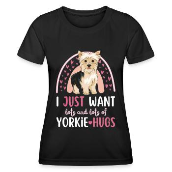 Süßer Yorkshire Terrier Liebhaber Kawaii - Frauen Funktions-T-Shirt - Schwarz - Vorne - AI Model Female 172 light (172cm)