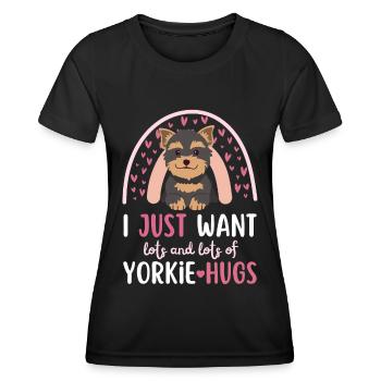 Süßer Yorkshire Terrier Liebhaber Kawaii - Frauen Funktions-T-Shirt - Schwarz - Vorne - AI Model Female 172 light (172cm)