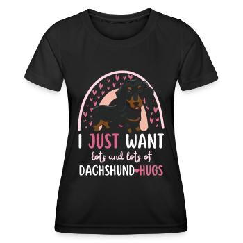 Süßer Dackel Liebhaber Kawaii - Frauen Funktions-T-Shirt - Schwarz - Vorne - AI Model Female 172 light (172cm)