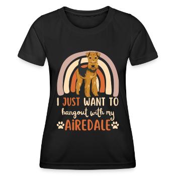Süßer Airedale Terrier Liebhaber Kawaii - Frauen Funktions-T-Shirt - Schwarz - Vorne - AI Model Female 172 light (172cm)