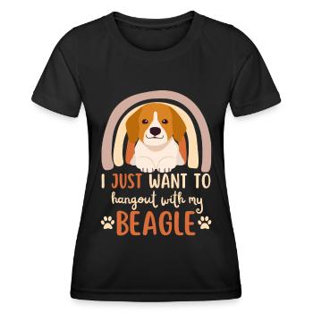 Sweet Beagle Lover Kawaii - T-shirt sport Femme - noir - Devant - AI Model Female 172 light (172cm)