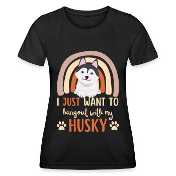 Sweet Husky Lover Kawaii - Women's Functional T-Shirt - black - Front - AI Model Female 172 light (172cm)