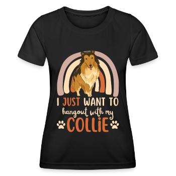 Sweet Collie Lover Kawaii - T-shirt sport Femme - noir - Devant - AI Model Female 172 light (172cm)